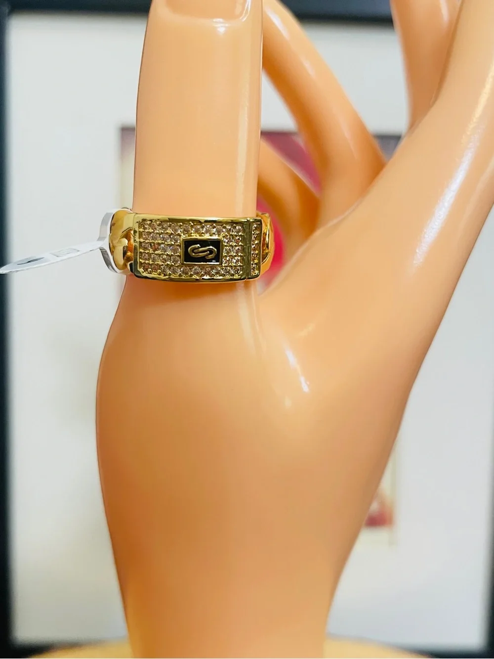 Monaco Chain Gold Statement Band Ring with CZ Pavé NWT Unisex